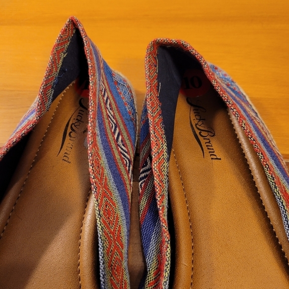 Lucky Brand Sz 10 Colorful Espadrille Flats Striped Canvas Jute Slip On Bohemian - Picture 6 of 11